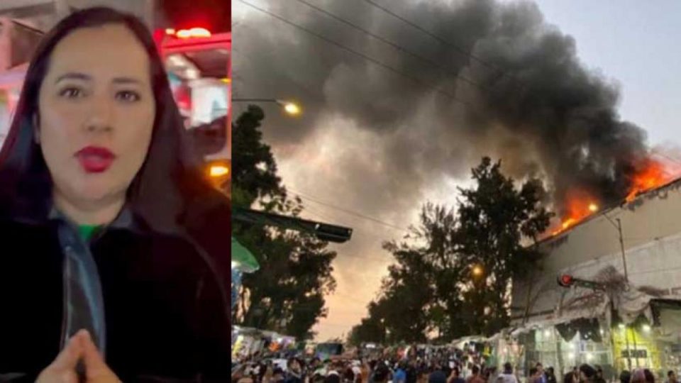 "Urgen pipas de agua"; Sandra Cuevas pide ayuda a alcaldes de UNACDMX para combatir incendio en Tepito