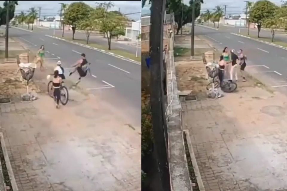 VIDEO ¡Patada karateka! Así un hombre impidió el robo de una bicicleta a una mujer
