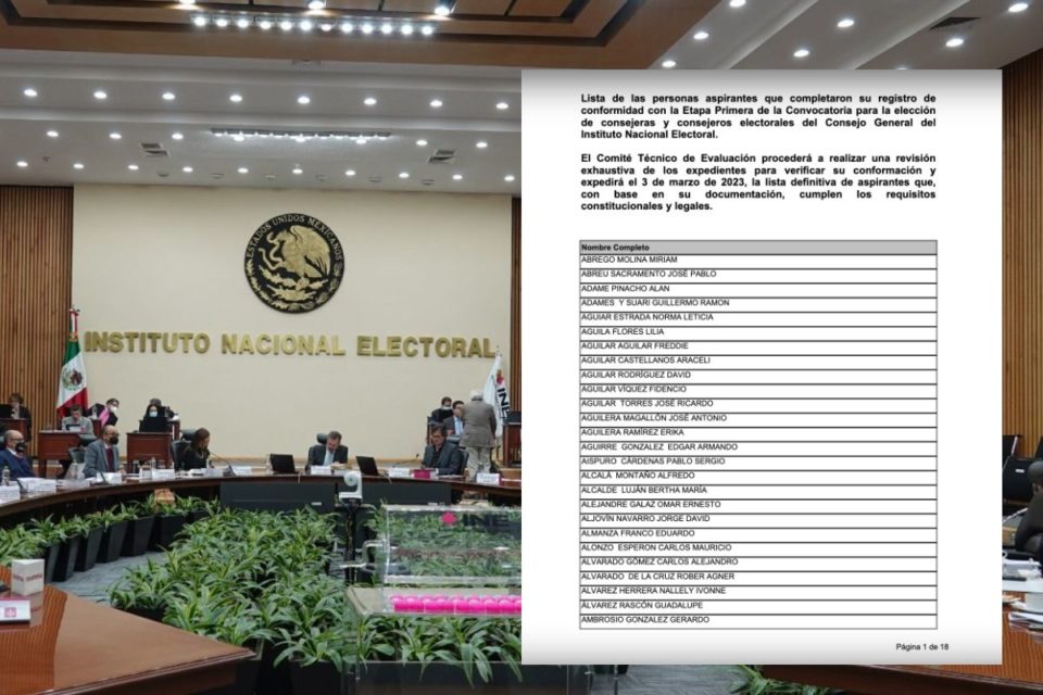 La Cámara de Diputados difundió la lista de aspirantes que completaron su registro para ser consejeras y consejeros electorales del INE