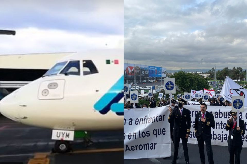 Trabajadores de Aeromar estallan huelga en el AICM