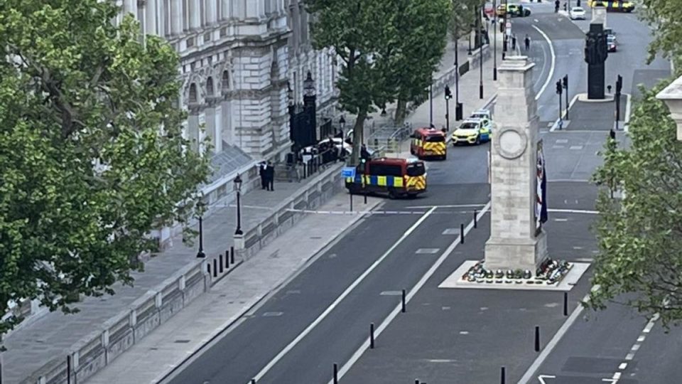 Se estrella vehículo contra rejas de Downing Street; hay un detenido