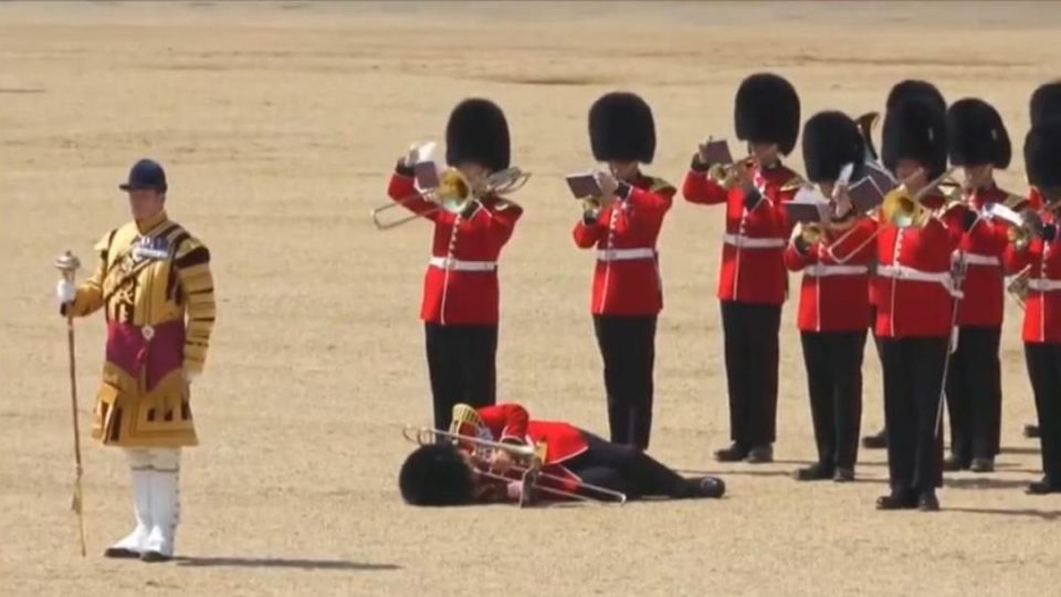 VIDE0. Tres guardias reales se desmayan durante desfile militar por intenso calor, en Londres